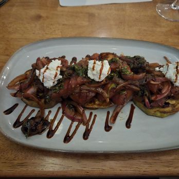 Mezzo Market - Grilled Eggplant with roasted tomatoes, grilled onions, goat cheese and balsamic glaze - Sandwiches Near Me - Charlotte, North Carolina Mezzo Market - Grilled Eggplant with roasted tomatoes, grilled onions, goat cheese and balsamic glaze - Sandwiches Near Me - Charlotte, North Carolina