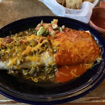 El Pinto - Christmas style Vegetarian Burrito Plate - New Mexican Cuisine Near Me - Albuquerque, New Mexico