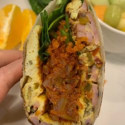 The layers of the kimchi burrito