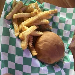 Burger and fries Burger and fries