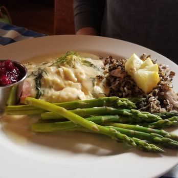 Harbor View Cafe - Coho salmon with leeks and wild rice - New American Near Me - Pepin, Wisconsin