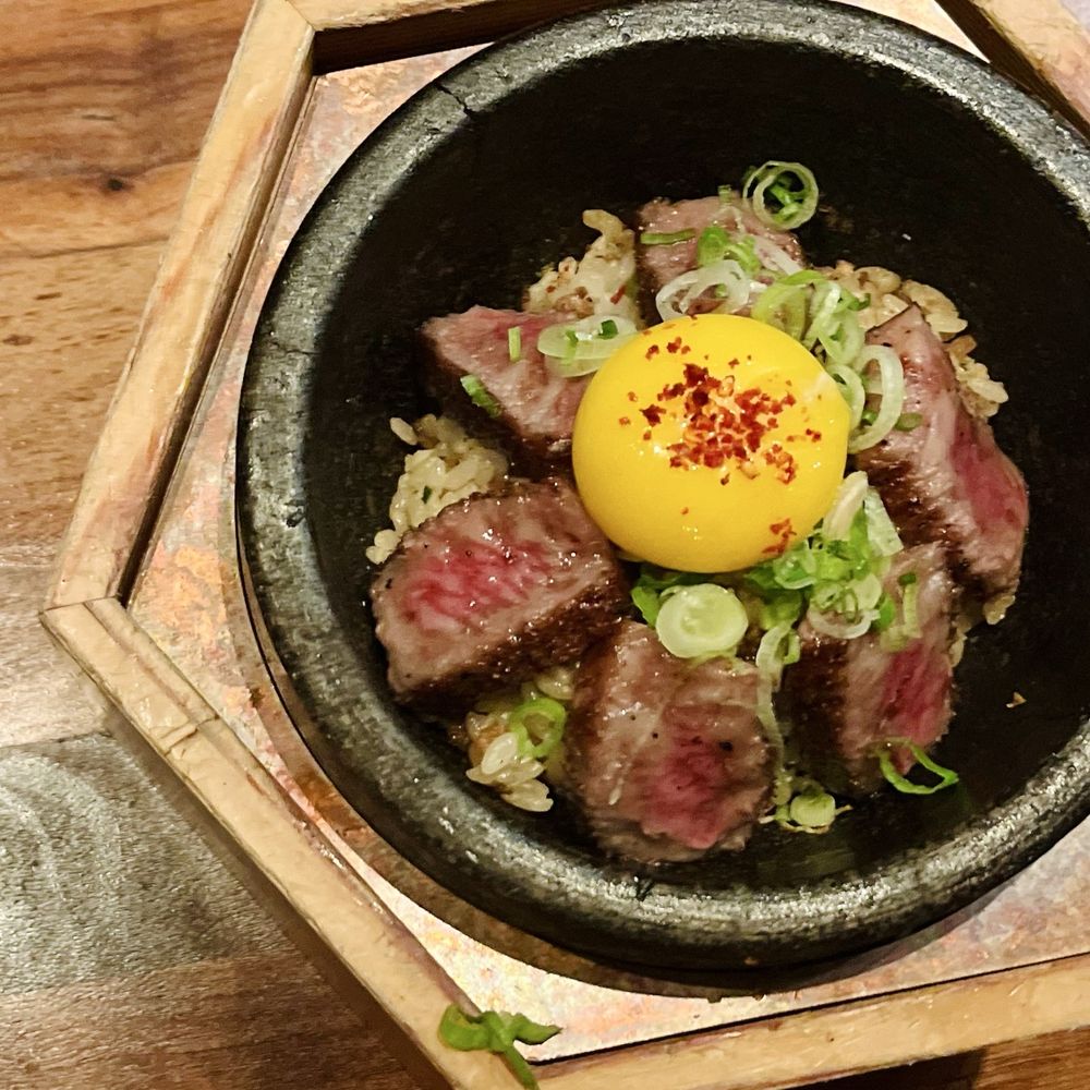 Robata JINYA - 3rd St. - Hot stone Miyazaki Wagyu garlic rice - Japanese Near Me - Los Angeles, California Robata JINYA - 3rd St. - Hot stone Miyazaki Wagyu garlic rice - Japanese Near Me - Los Angeles, California
