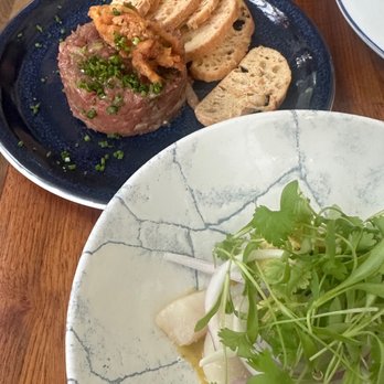 Trummer's On Main - Beef Tenderloin Steak Tartare* Black garlic aioli, pickled celery, fried oyster, crostini - New American Near Me - Clifton, Virginia Trummer's On Main - Beef Tenderloin Steak Tartare* Black garlic aioli, pickled celery, fried oyster, crostini - New American Near Me - Clifton, Virginia
