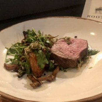 Rootstalk - PRIME COLORADO N.Y. STRIP
Crème Fraîche Potato Rösti, Chanterelle Mushrooms, Charred Scallion, Foie Gras Jus - New American Near Me - Breckenridge, Colorado Rootstalk - PRIME COLORADO N.Y. STRIP
Crème Fraîche Potato Rösti, Chanterelle Mushrooms, Charred Scallion, Foie Gras Jus - New American Near Me - Breckenridge, Colorado
