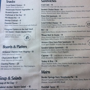 Gabriel Archer Tavern - Gabriel Archer Tavern menu. - New American Near Me - Williamsburg, Virginia Gabriel Archer Tavern - Gabriel Archer Tavern menu. - New American Near Me - Williamsburg, Virginia