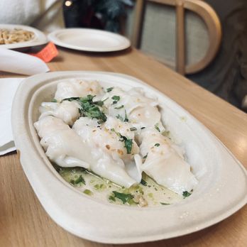 Lin & Daughters - Shrimp Dumplings with Lime Chili Sauce - Chinese Near Me - New York, New York Lin & Daughters - Shrimp Dumplings with Lime Chili Sauce - Chinese Near Me - New York, New York