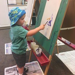 Beth Emek Preschool - Painting is a favorite activity of the children at Beth Emek Preschool
