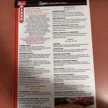 Regina Pizzeria - Menú - Pizza Near Me - Boston, Massachusetts Regina Pizzeria - Menú - Pizza Near Me - Boston, Massachusetts