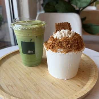 Yelp Elite Experience: Floe Cafe - double matcha & coffee biscoff bingsoo - Yelp Events Near Me - Fullerton, California
