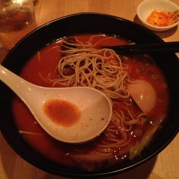 Ippudo - Westside - Oh my fave... Karaka ramen with nitamago, kakuni and bakudan. - Ramen Near Me - New York, New York