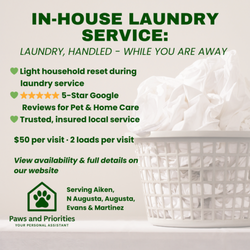 Paws And Priorities - Now offering in-house laundry service