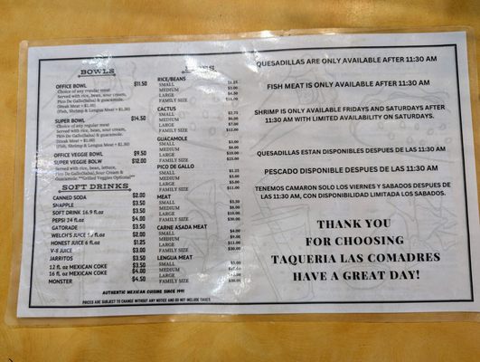 Menu photo 1 Taqueria Las Comadres Oakland, CA Menu photo 1 Taqueria Las Comadres Oakland, CA