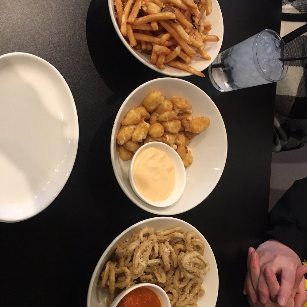 Joseph's Fine Cuisine - Tapas: truffle fries, cheese curds (EXCELLENT!), and calamari - New American Near Me - Springfield, Illinois