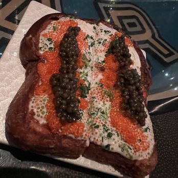 Aqua - Shrimp Toast with 3 caviars sauce. Very rich and very fresh. - Seafood Near Me - Las Vegas, Nevada Aqua - Shrimp Toast with 3 caviars sauce. Very rich and very fresh. - Seafood Near Me - Las Vegas, Nevada