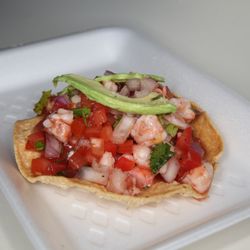 Mariscos Gonzalez - Tostada De Camaron (Ceviche de camaron) Freshly preped Daily