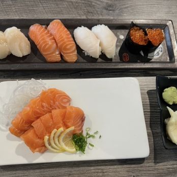 Nori Sushi Grill & Sake Bar - Hokkaido Scallop Nigiri, Salmon Nigiri, Ikura Nigiri, Salmon Sashimi - Sushi Bars Near Me - Arcata, California