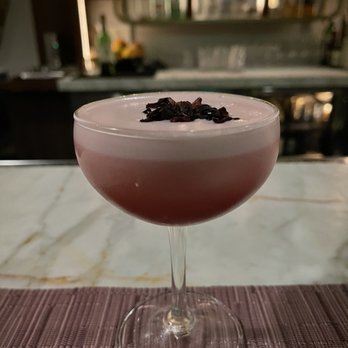 Citrin - Night Flight - Hibiscus Black Rum, Luxardo Maraschino, Peppercorn Syrup, Egg White, Peychaud's - Cocktail Bars Near Me - Santa Monica, California