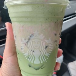 Starbucks - Matcha latte with strawberry vanilla cold foam....still as good!