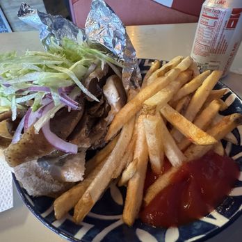 Mykonos Gyro - Large Gyro and fries - Greek Near Me - Mentor, Ohio Mykonos Gyro - Large Gyro and fries - Greek Near Me - Mentor, Ohio