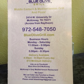 Blue Olive Grill - They deliver!!! - Middle Eastern Near Me - Mckinney, Texas