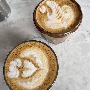 Maha's - Honey cardamom latte (bottom left) and hazelnut latte (top right) - Egyptian Near Me - Toronto, Ontario Maha's - Honey cardamom latte (bottom left) and hazelnut latte (top right) - Egyptian Near Me - Toronto, Ontario