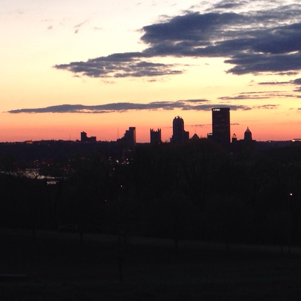 City skyline from the overlook at sunset City skyline from the overlook at sunset