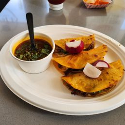 3 Beef Barbacoa Quesa Taco Plate