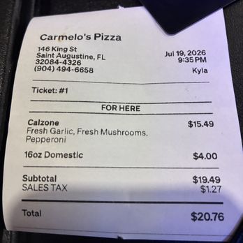 Carmelo's - Pizza Near Me - St. Augustine, Florida