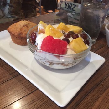 First Watch - Granola energy bowl and delicious orange and cranberry muffin! - Cafes Near Me - Houston, Texas