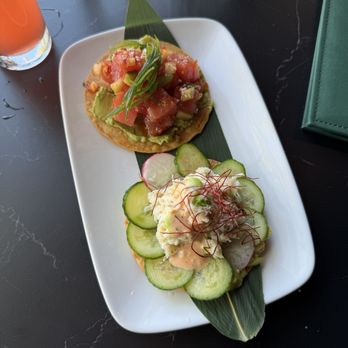 Hugo's Seafood Bar - ahi tuna & crab avocado tostadas - Seafood Near Me - Dallas, Texas Hugo's Seafood Bar - ahi tuna & crab avocado tostadas - Seafood Near Me - Dallas, Texas