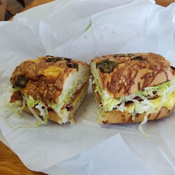 Ben Franklin's - Breakfast sandwich on jalapeño bread, the works. - Sandwiches Near Me - San Luis Obispo, California Ben Franklin's - Breakfast sandwich on jalapeño bread, the works. - Sandwiches Near Me - San Luis Obispo, California