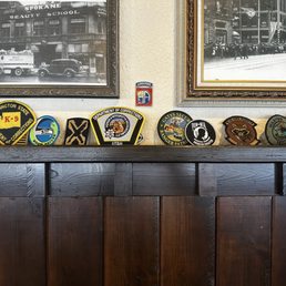 Nice tribute decor with law enforcement patches. Nice tribute decor with law enforcement patches.