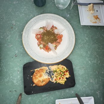 Rusty Pelican - Miami - Salmon Tartare + Crab Cake - Seafood Near Me - Key Biscayne, Florida Rusty Pelican - Miami - Salmon Tartare + Crab Cake - Seafood Near Me - Key Biscayne, Florida