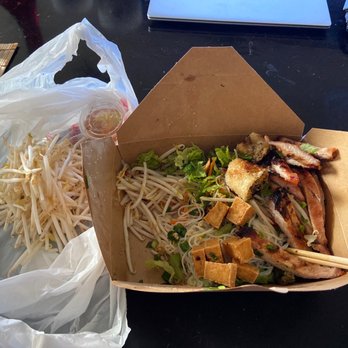 Phorage - After eating one piece of tofu and picked out almost all the bean sprouts. Left with only half of the rice noodles. - Vietnamese Near Me - Los Angeles, California