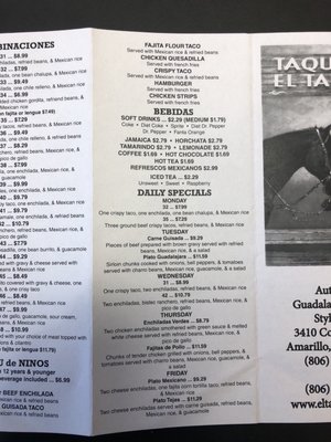 Menu photo 7 Taqueria El Tapatio Amarillo, TX