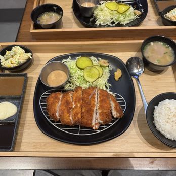 Katsuyama - Tori-Katsu Set (Chicken Breast Cutlet) with rice, tonjiru, cabbage salad & macaroni. - Izakaya Near Me - Palm Desert, California