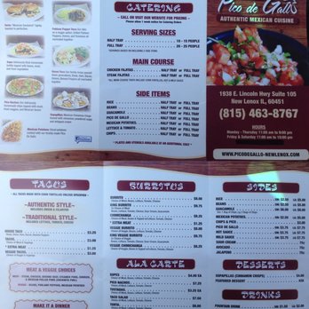 Pico De Gallo - Menu as of 6-10. - Mexican Near Me - New Lenox, Illinois Pico De Gallo - Menu as of 6-10. - Mexican Near Me - New Lenox, Illinois