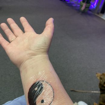 Mission Beach Tattoo - My brand new yin yang, also outlines in lavender to tie them together. - Tattoo Near Me - San Diego, California Mission Beach Tattoo - My brand new yin yang, also outlines in lavender to tie them together. - Tattoo Near Me - San Diego, California