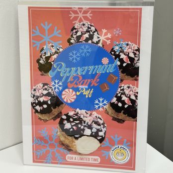 Beard Papa's - Limited time Christmas flavor ~ peppermint bark! - Desserts Near Me - Spokane, Washington Beard Papa's - Limited time Christmas flavor ~ peppermint bark! - Desserts Near Me - Spokane, Washington