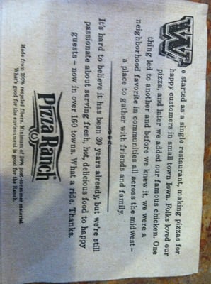 Menu photo 1 Pizza Ranch Elkhorn, WI