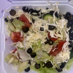 Greek salad..... not very appetizing. Greek salad..... not very appetizing.