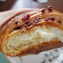 Cross section of the raspberry rose lychee