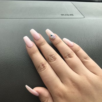 Sunset Nails - This set was $55 (acrylic gel fill +$15 extra for 2 nails with gems) and dont forget to always tip! - Nail Salons Near Me - San Francisco, California