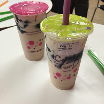 Cool Tea Bar - Yummy! Jasmine Milk Tea with grass jelly - Bubble Tea Near Me - Sacramento, California Cool Tea Bar - Yummy! Jasmine Milk Tea with grass jelly - Bubble Tea Near Me - Sacramento, California
