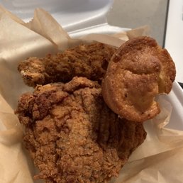 Thigh + leg with corn bread combo meal  Dark Fried Chicken (2 pc)