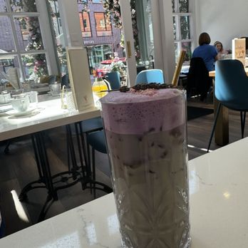 Babe’s Tea Room - Lavender peach matcha latte - Tea Rooms Near Me - Denver, Colorado