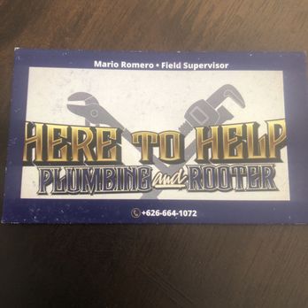 Here To Help Plumbing And Rooter - Business card. - Plumbing Near Me