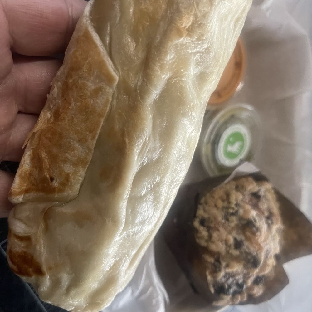Alfred Coffee - My steak burrito and blue berry muffin. Not the biggest burrito, but it was very tasty!! - Coffee & Tea Near Me - Los Angeles, California Alfred Coffee - My steak burrito and blue berry muffin. Not the biggest burrito, but it was very tasty!! - Coffee & Tea Near Me - Los Angeles, California
