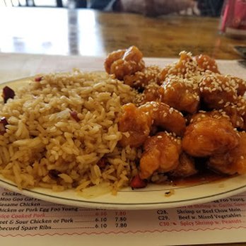 China Moon - a plate of food with rice and meat - Chinese Near Me - Macungie, Pennsylvania