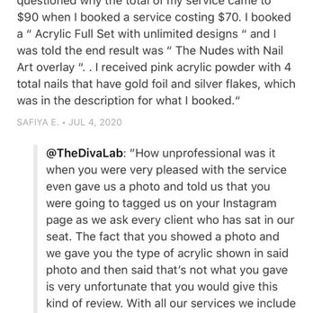 The Diva Lab - My first review. Which the owner responded very unprofessional to plus deleted off their Style Seat booking page. - Nail Salons Near Me - Garden City, New York